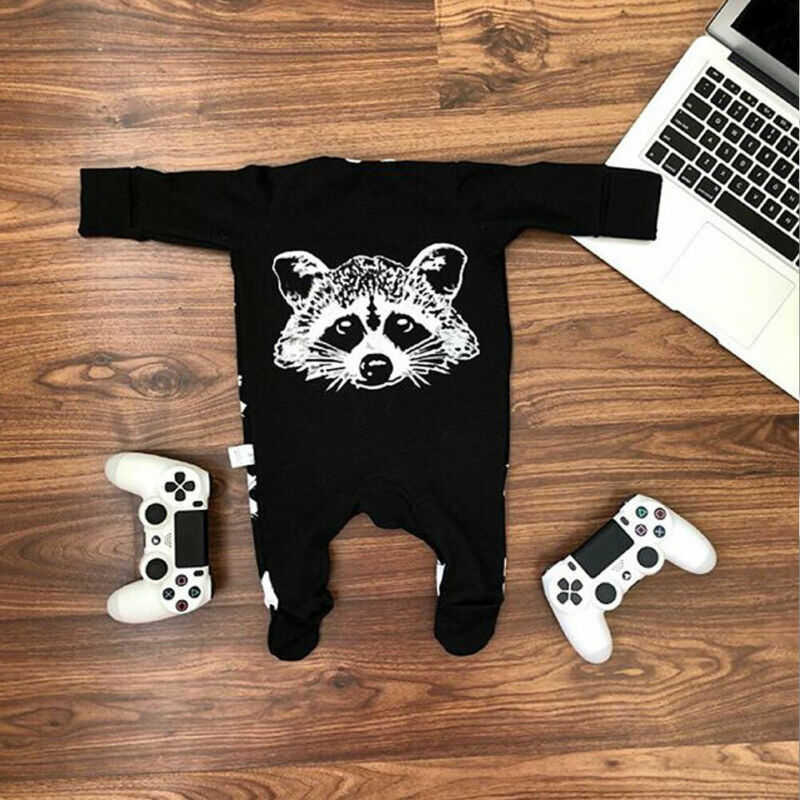 Baby Boy Clothes Animal Print Footies Jumpsuit Autumn Winter Baby Clothing