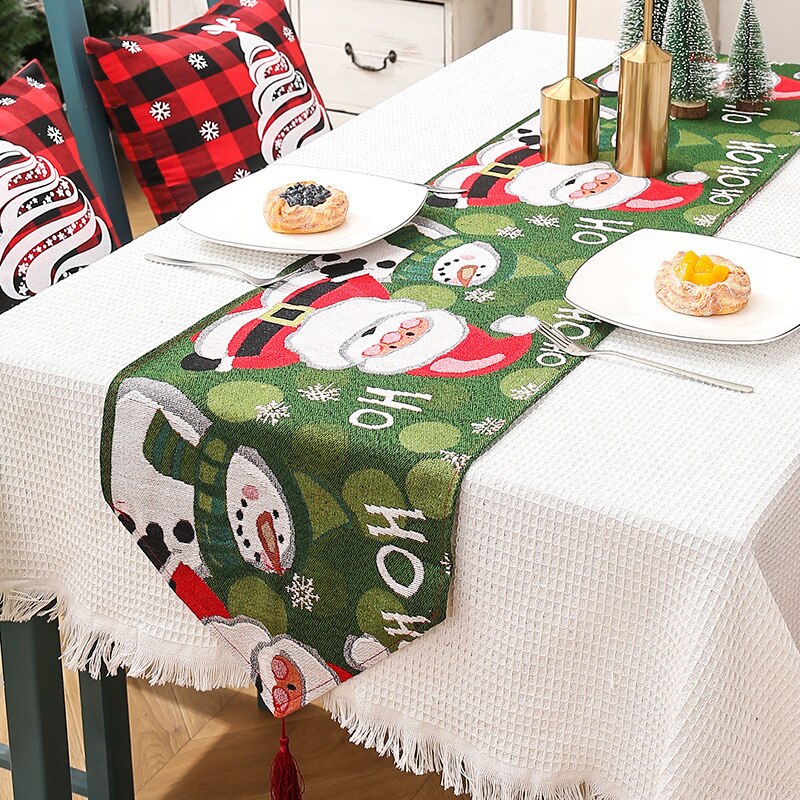Polyester Cotton Christmas Table Runner Tablecloth Hotel Home Dining Table Dress Up Xmas Festival Party Decor Table Runners