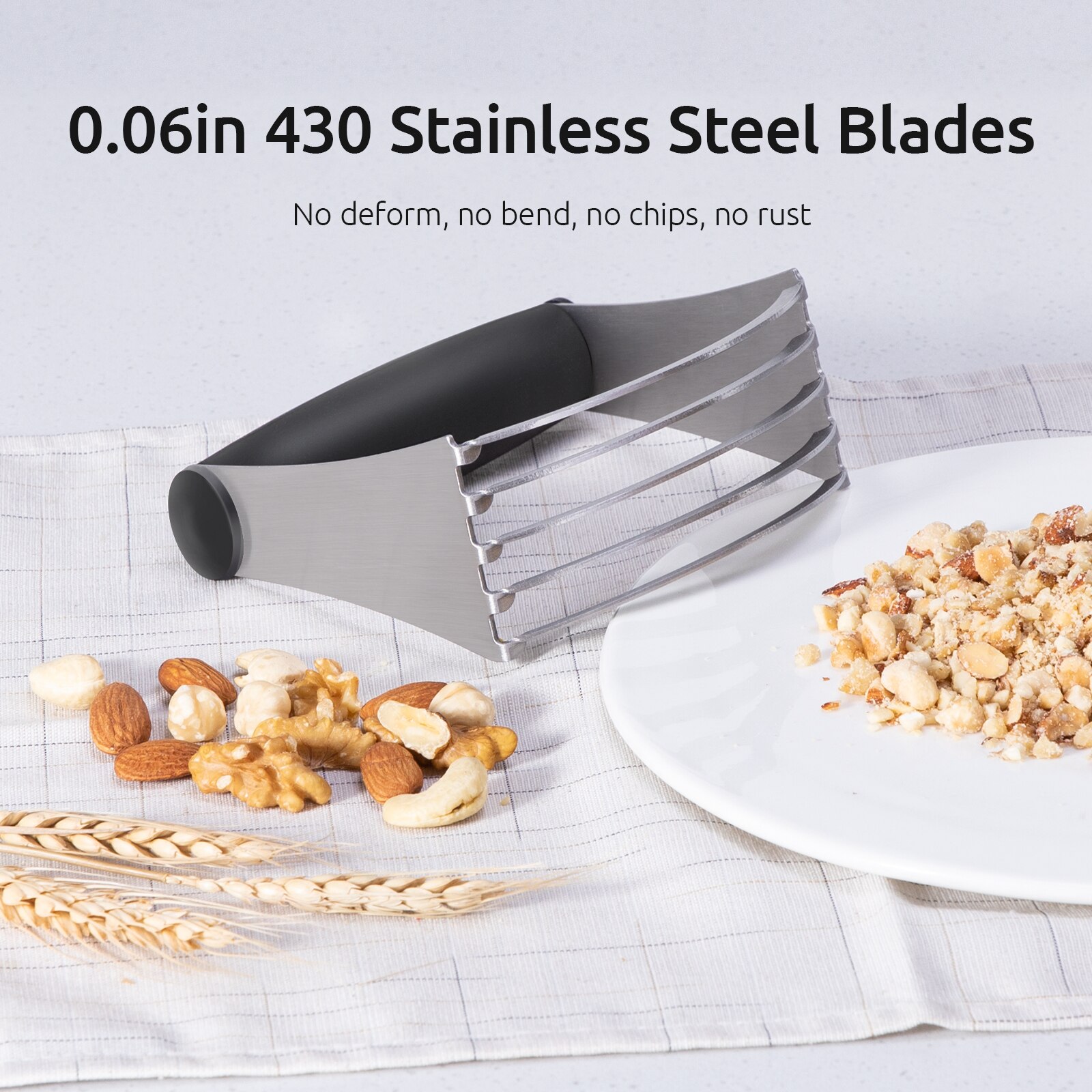 U-Taste Manual Pastry Blender Kitchen Dough Cutter Stainless Steel Blade Dough Mixer Butter Lard Cutter Baking Tool