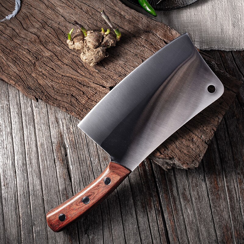 Cuchillo para cortar huesos de acero inoxidable, utensilio de cocina resistente para cortar verduras, carnicero, carne, 8 pulgadas