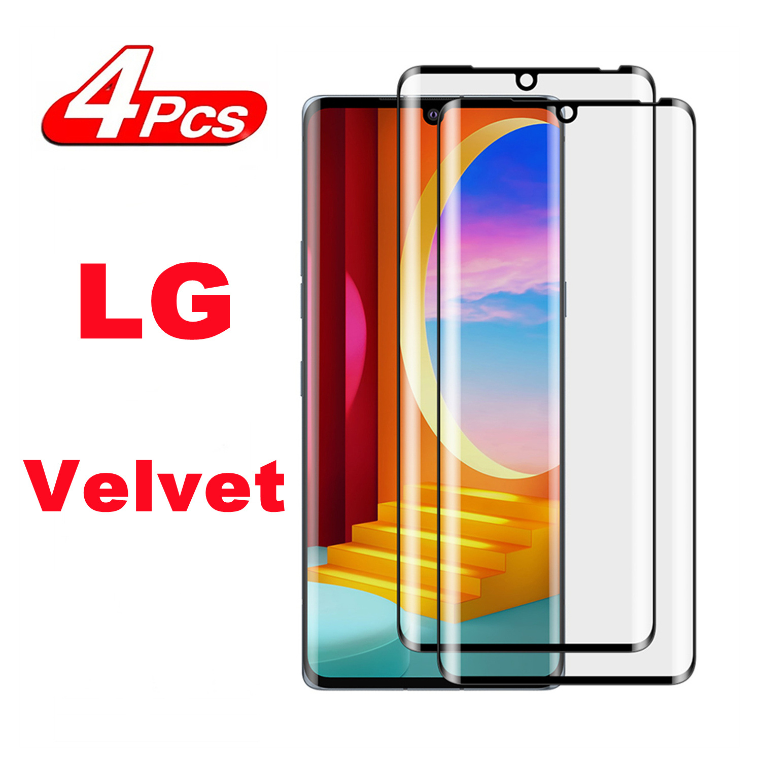 Protecteur d'écran pour LG Velvet / LG G9 LM-G900N LM-G900EM LG Wing 5G, 4 pièces, verre trempé incurvé