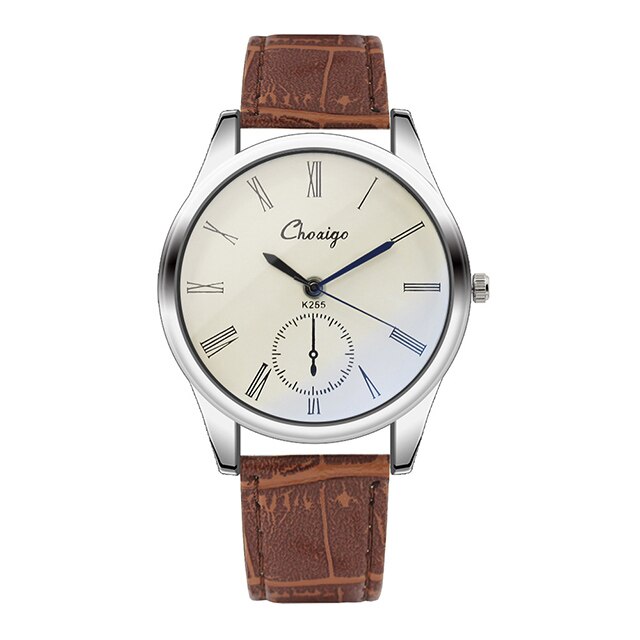 Neue Blaue Zeiger Liebhaber Uhren Luxus Hochglanz Glas retro Römischen Ziffern Paar Uhr Männer Frauen Leder Armbanduhr reloj: Männer Braun Weiß