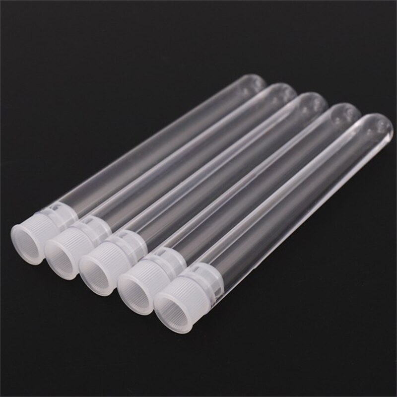 100Pcs 12X100mm Clear Plastic Test Tube With Cap U-Shaped Bottom Long Transparent Test Tube Lab Supplies