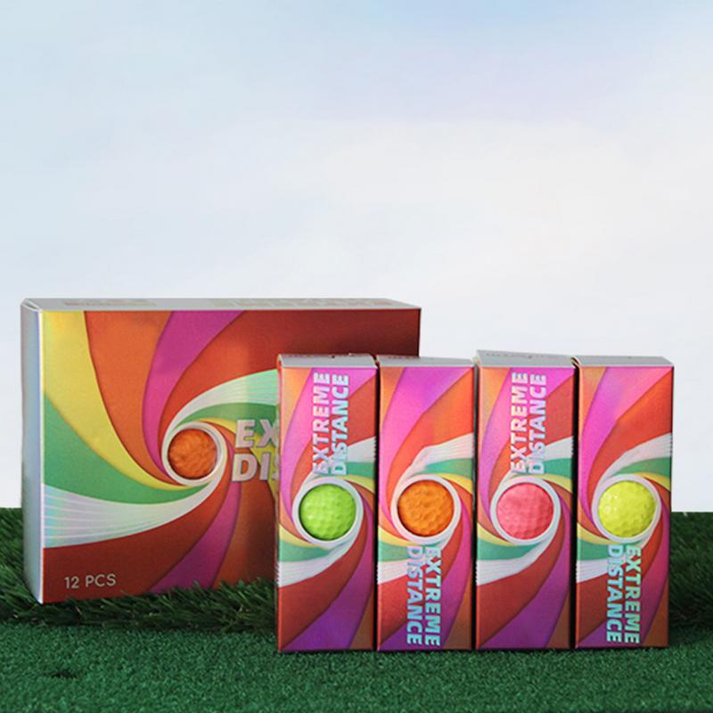 Golfbälle für Höhle Hinterhof, 12 x Golfbälle, farbige Golfspielbälle, Golf-Doppeldeckball, doppelschichtiger Golfball, professionell hoch