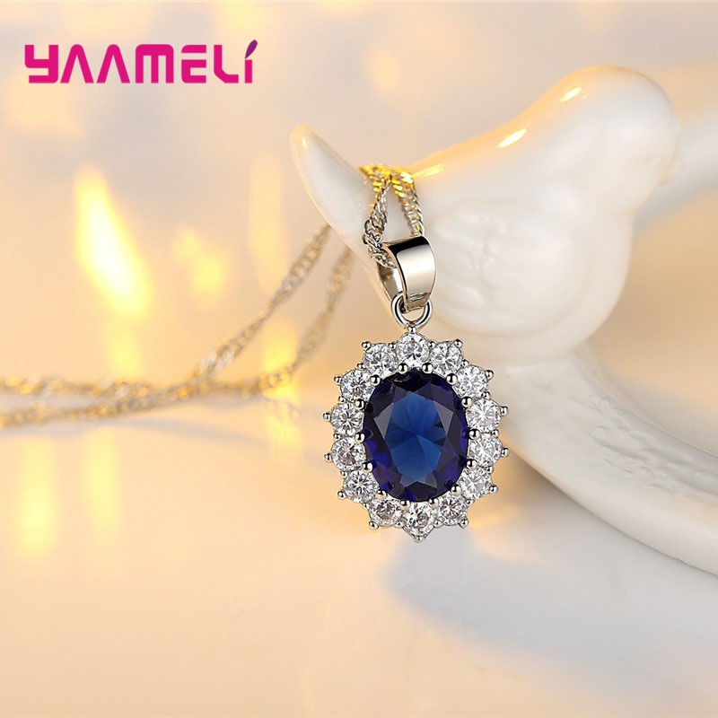 Conjuntos de joyas de plata de ley 100% auténtica para mujer, joyería de compromiso de boda, clásico de flores ovaladas, cristal de circonita cúbica brillante 925