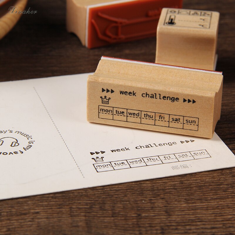 Vintage weather week challenge label stamp DIY wooden rubber stamps for scrapbooking stationery scrapbooking standard stamp