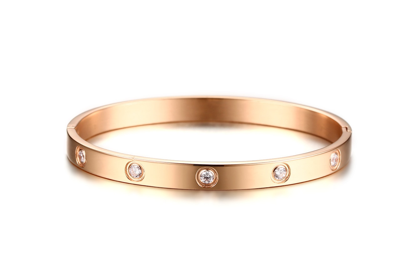 Aaa Zirconia Klassieke Vrouwen Armbanden Gold Rose Gold 6 Mm Armbanden Bangle Rvs Bruiloft Sieraden
