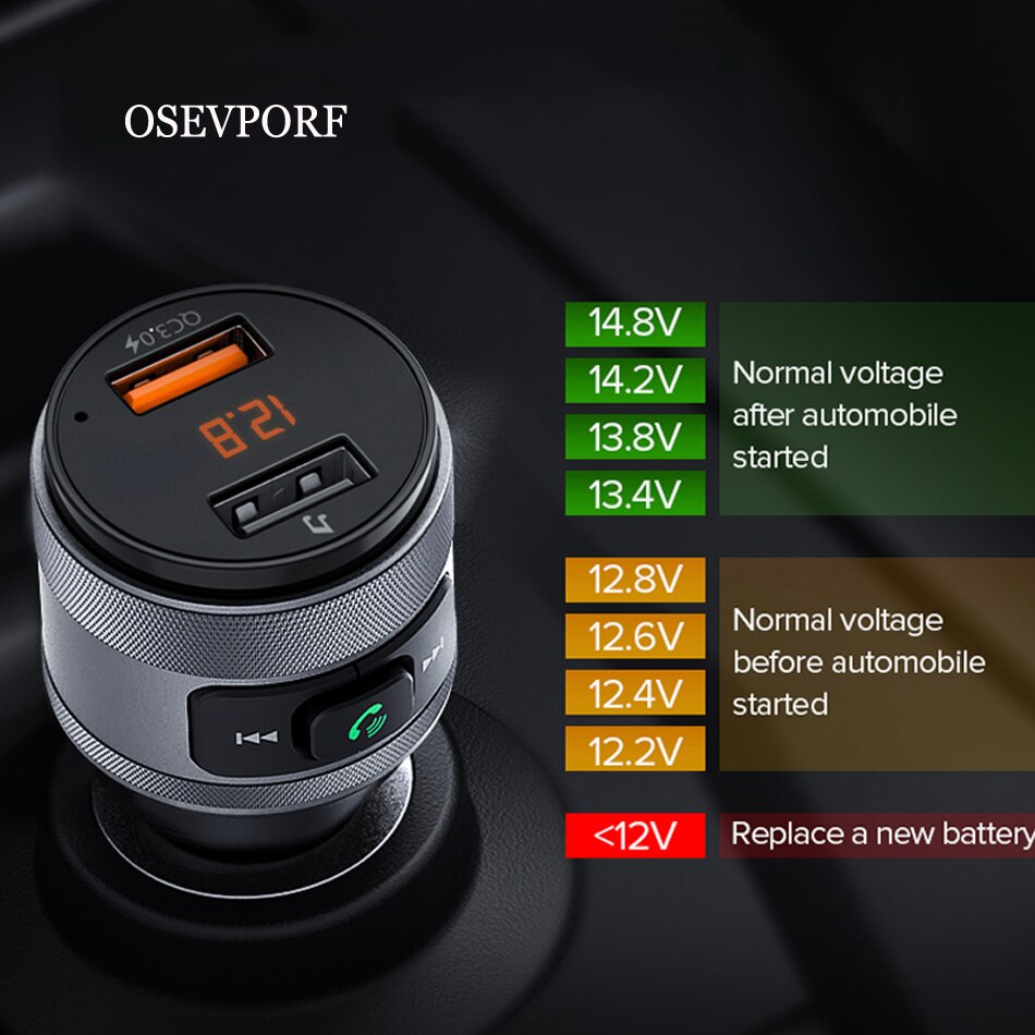 Osevporf Bluetooth Car Charger Voor Iphone 12 11 Pro Max Handsfree Fm-zender Dual Usb Oplader Voor Samsung S20 Xiaomi mi 10
