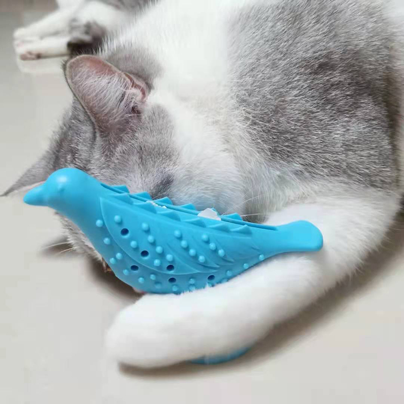 Cat Silicone Birds-Shape Molar Toys Smart Interaction Suction Cupbite Grinding Teeth Leaking Food Chew Toys NIN668
