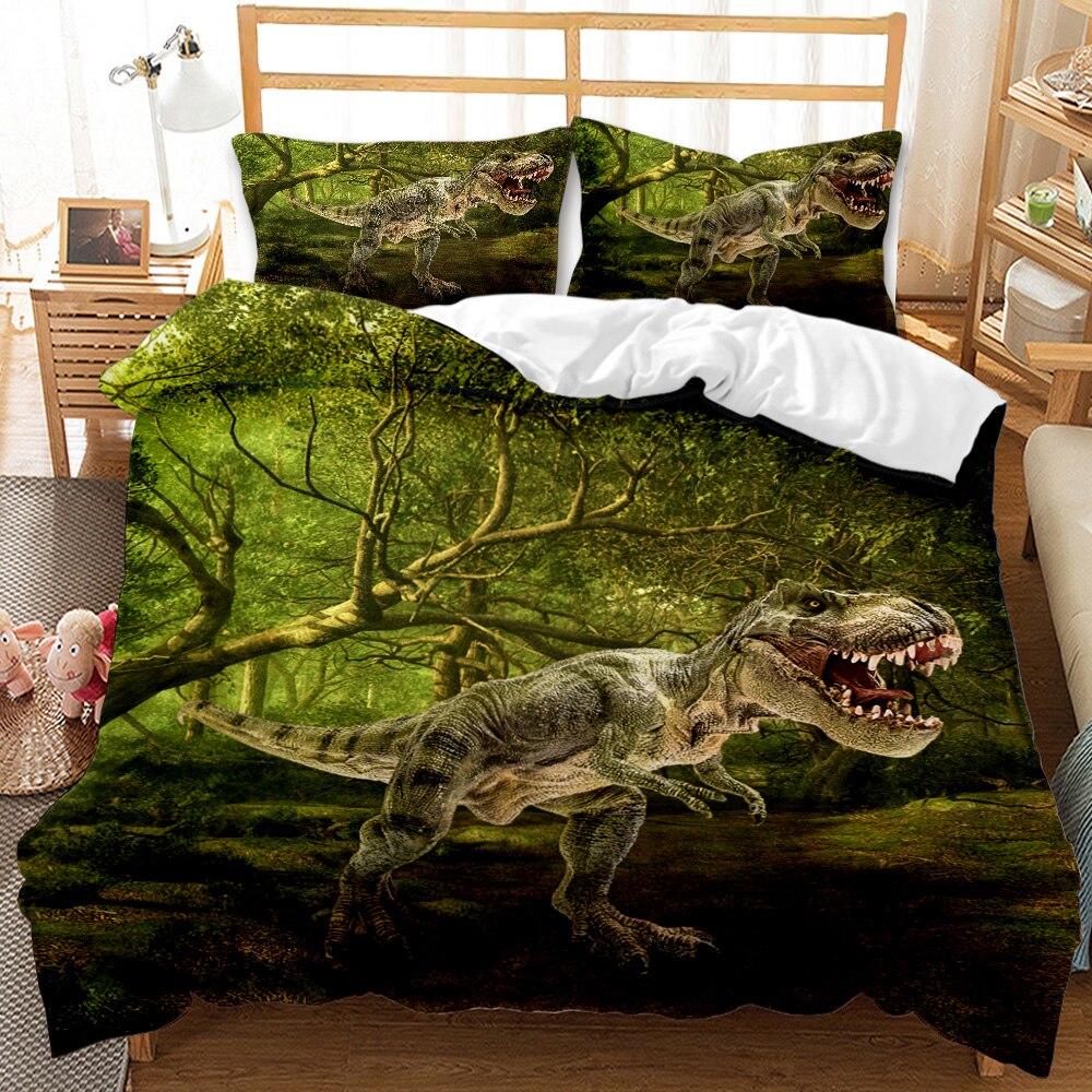 KIOSQUE Beddengoed 200 x 200 cm, cartoon, dinosaurus, beddengoedset, jongens en meisjes, dekbedovertrek, kussensloop - eenpersoons tweepersoonsbed, thuis, slaapkamer, decoratie, cadeau (B, dierenprint