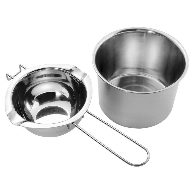 2 Pcs Chocolate Butter Melting Pot Cheese Pot Long Handle Wax Melting Pot Stainless Steel 400 ML Melting Pot With 14Cm Outer Pot: Default Title