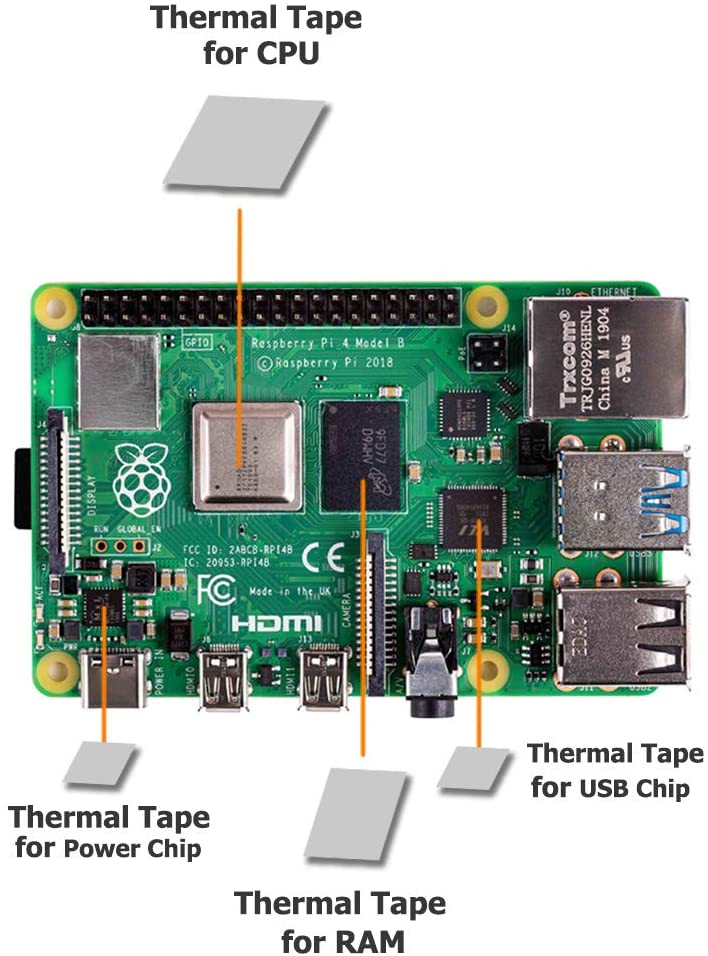 Raspberry pi 4 modelo b caixa da liga de alumínio do metal/dissipação de calor do cerco do metal do escudo refrigerando passivo com dissipador de calor para o pi 4b