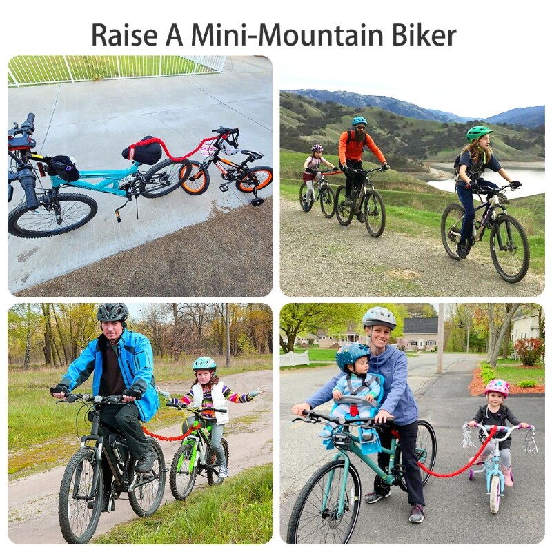 448D Kids MTB Tow Rope - Child Bike Stretch Bungee Cord Pull Behind Attachment | Simple Hill Climbs | Bigger Family Rides