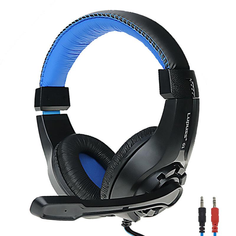 Professionele Gaming Headsets Grote Koptelefoon Met Led Light Mic Stereo Oortelefoon Diepe Bas Voor Pc Computer Gamer Laptop PS4 X-BOX: black and blue