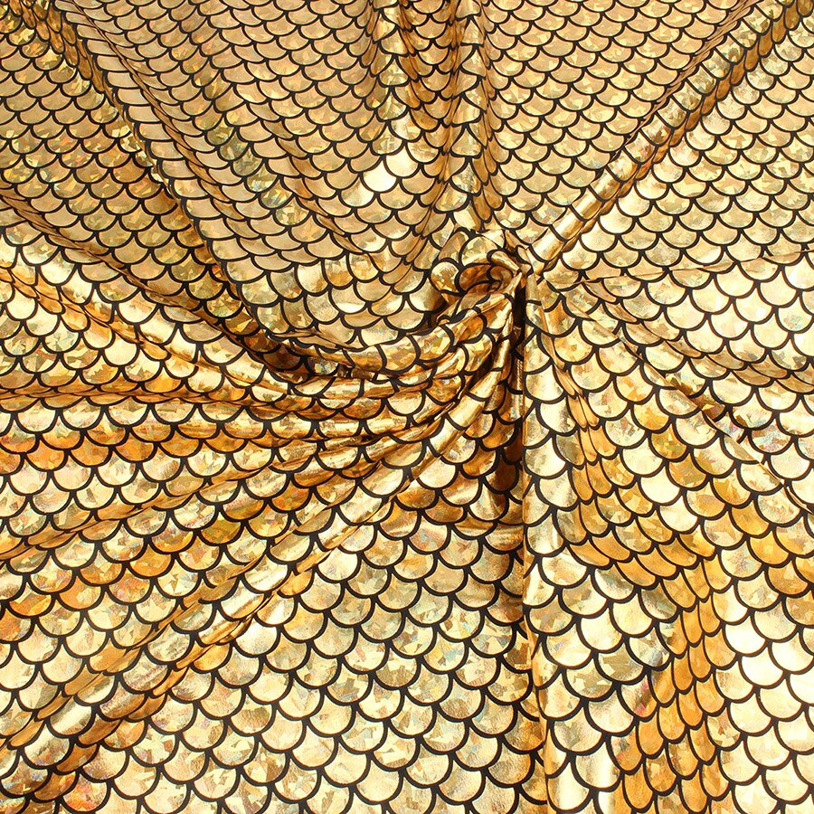 Bañador estampado de sirena de LICRA con holograma brillante, tela elástica de escamas de pescado, traje de baño de bailarina, 60 &quot;de ancho por yarda