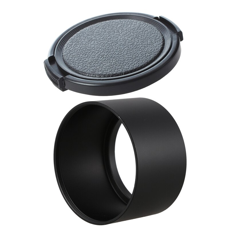 Tapa de cubierta de lente de cámara y 52Mm para filtro de cámara, 1 pieza de plástico negro texturizado, montaje de rosca de 52Mm, parasol de lente de Metal: Default Title