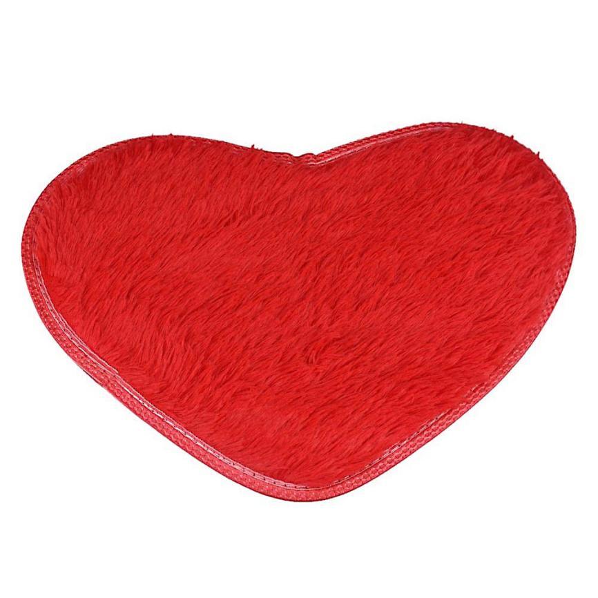 40 * 28cm hjem skridsikre bademåtter soveværelse mini hjerteformede måtter bademåtte til dørmåtte til badeværelsetæppe på gulvet: Rød