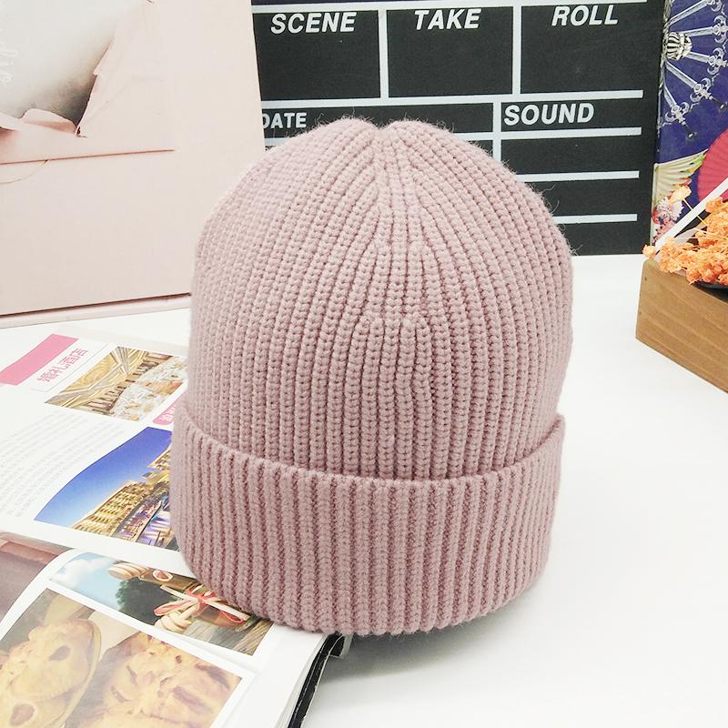 COKK Wollen Muts - Effen Patroon - Warme Wintermuts voor Dames - Casual, Skiën, Wandelen: Roze