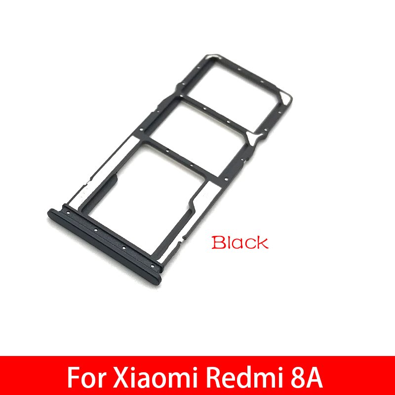 Peças de reposição do adaptador do suporte da bandeja do cartão do sd do entalhe do cartão sim para xiaomi redmi 8a: Black