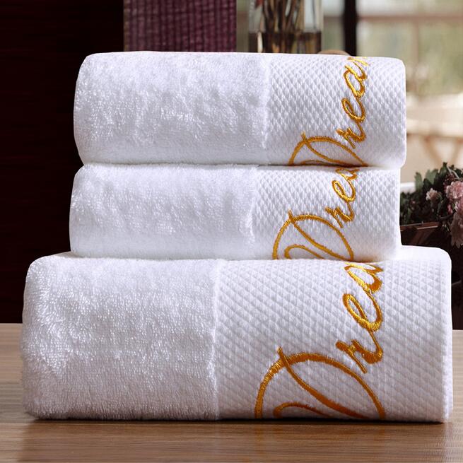 Juego de 3 uds de toallas de baño de algodón de lujo, juego de toallas de playa bordadas en color blanco, Toallas Hotel