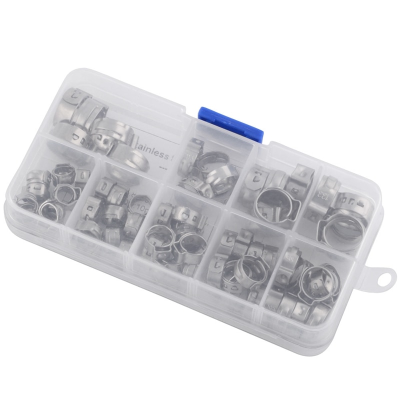 70 pièces/ensemble colliers de serrage simple oreille tuyau colliers de carburant assortiment pour tuyau hydraulique carburant 5.3-14.0Mm