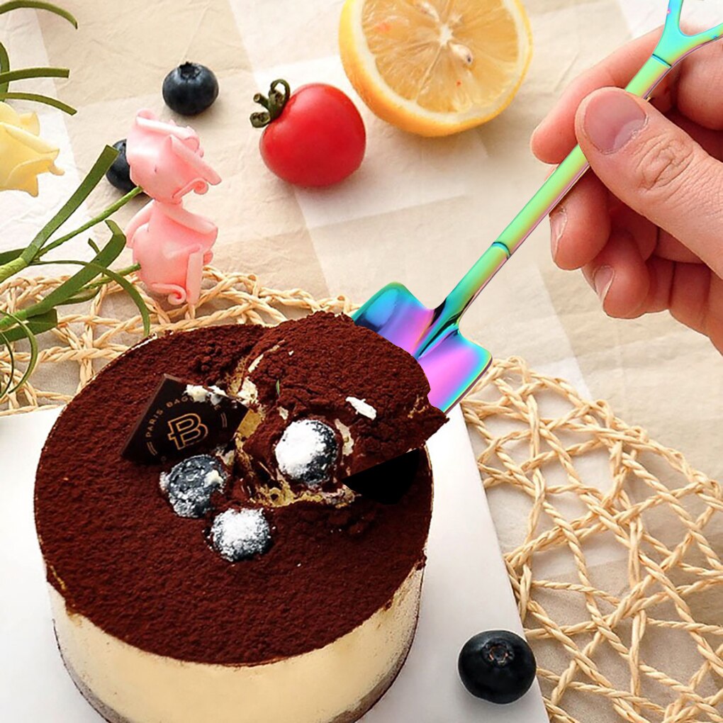 Rostfritt stål spade sked för kaffe te kök gadget tillbehör silver guld färg dessert sked jul