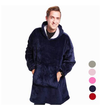 Oversize Hoody Sweatshirt Sofa Deken Voor Vrouwen Hoodie Sweatshirt Sherpa Jassen Comfy Trui Kerst Sudadera Mujer: blue