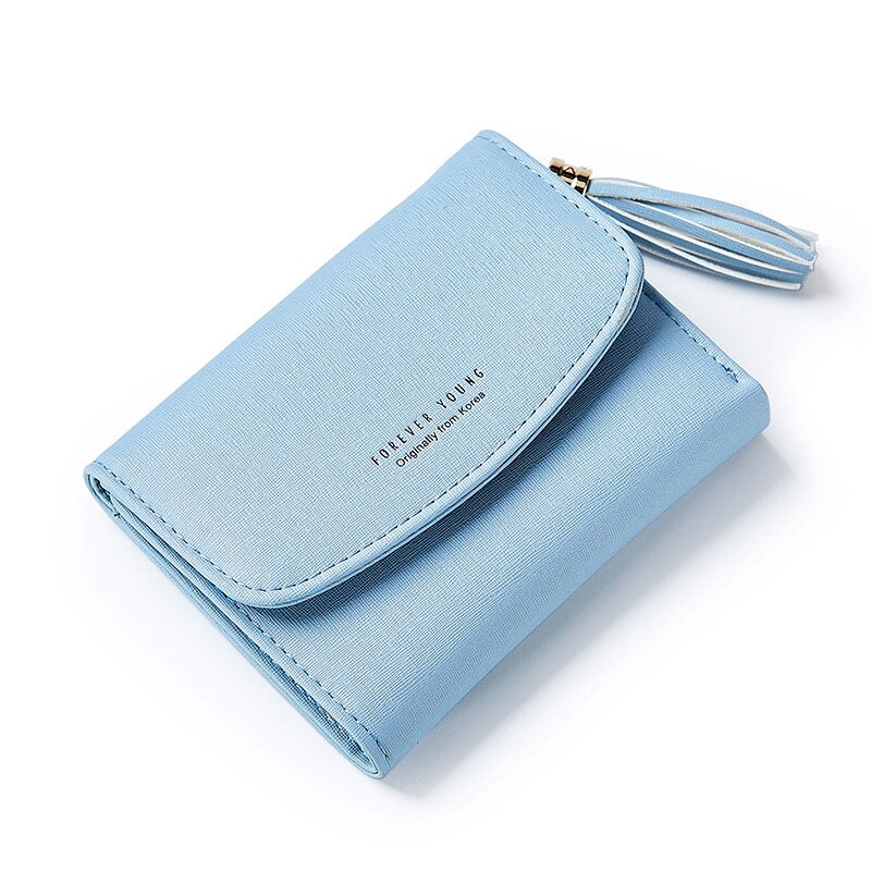 Tassel Women's Wallet With Card Holder Coin Purse Short Wallets Female Brand Ladies Purse Cover Carteira: Blue