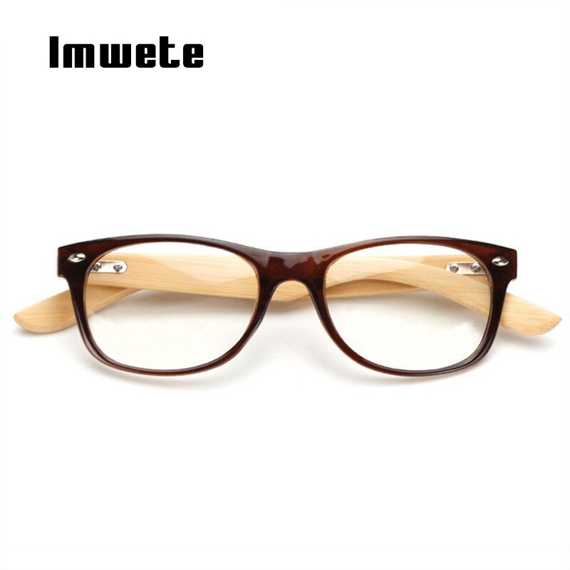 Imwete mænd træ briller klar linse træ ben nærsynethed receptpligtige optiske briller kvindelig mandlige vintage bambus nitte briller