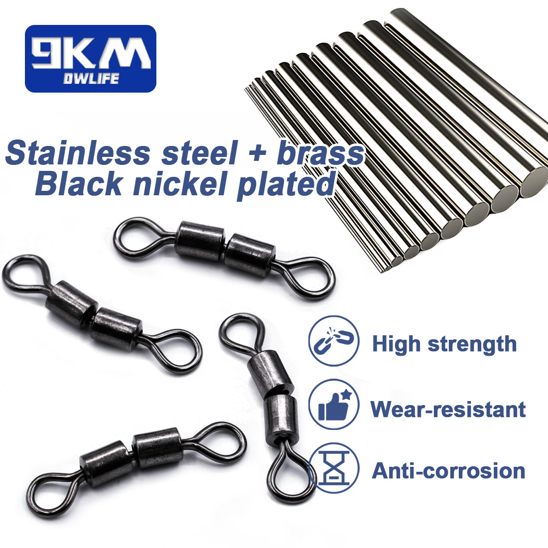 Dubbele Gezamenlijke Rolling Vissen Swivel 15 ~ 60 Stuks Rvs Zoutwatervissen Wartels Hoge Snelheid Acht Karakter Ring connector