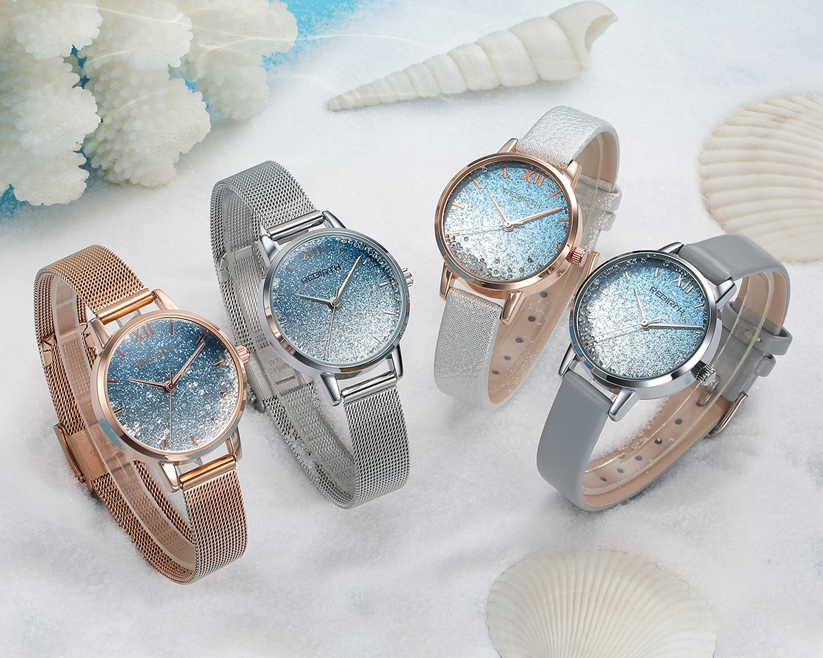 Wiedergeburt Original Damen uhren wasserdicht Treibsand lässig Zifferblatt Gittergewebe Armbinde kleine Damen uhren Mädchen Uhren