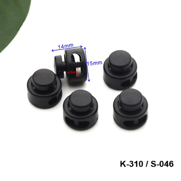 Verrou de cordon boule en plastique noir, 120 pièces, bascule en plastique à 2 trous, bouchons pour cordon de 4mm K-310