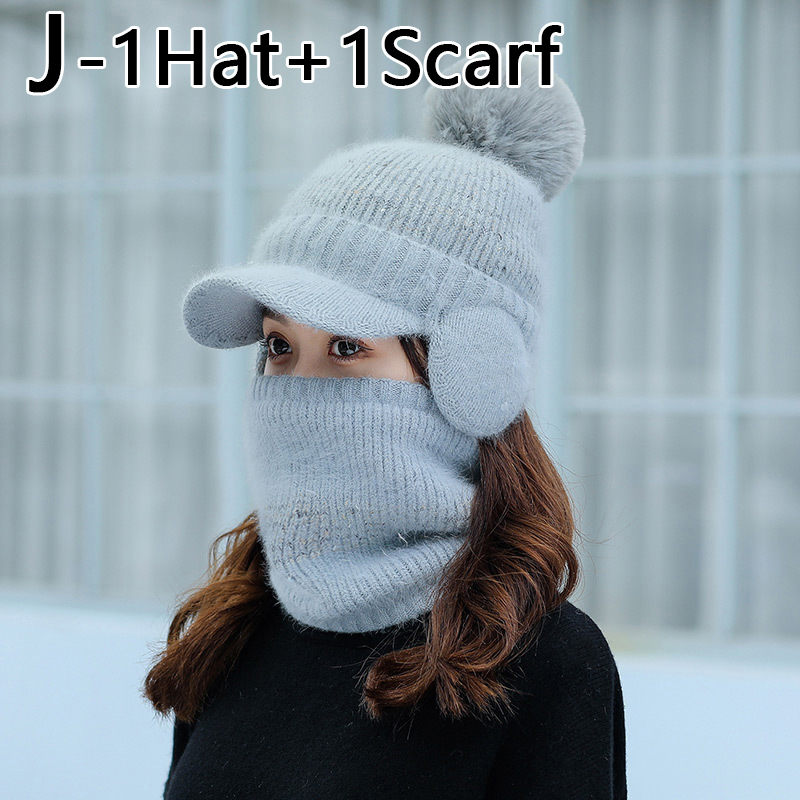 Bonnet Skullies tricoté pour femme, bonnet épais et , couvre-chef de unisexe, ensemble d'équitation en plein air, hiver: J