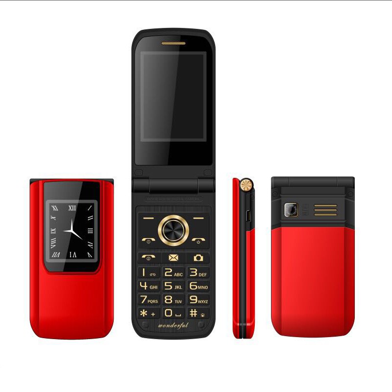 E9 Ouderen Clamshell Mobiele Telefoon Dual Screen Dual-kaart Dual Standby Dual Standby Duurzaam Movie Koning