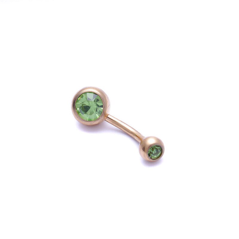 1 Pc Unisex Charm Punk Golden Crystal Rhinestones Navel & Belly Button Rings Body Piercing Jewelry 9 Colors: Green