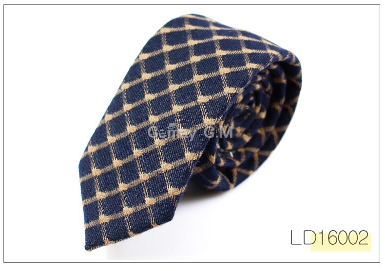 Afslappet bomuldsplaid stribet herrebånd 6cm smalle bryllupsforretning tyndt slips til mænd frisk hals slips halsbånd: Ld16002