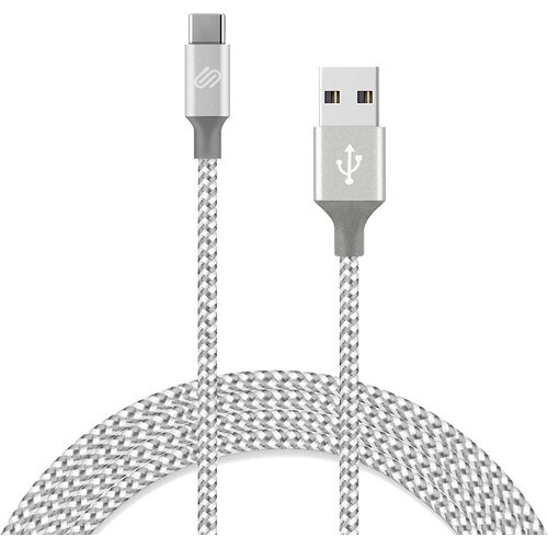 Qwerts-Cable USB tipo C de carga rápida y datos, trenzado, plateado/blanco, 1 mt