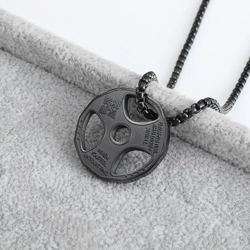 HZMAN Halter Hanger Ketting voor Mannen Gewichtheffen Roestvrij Staal Fitness Gym Halter Ketting Powerlifting Hanger Ketting Sieraden Cadeau, Roestvrij staal, Geen edelsteen