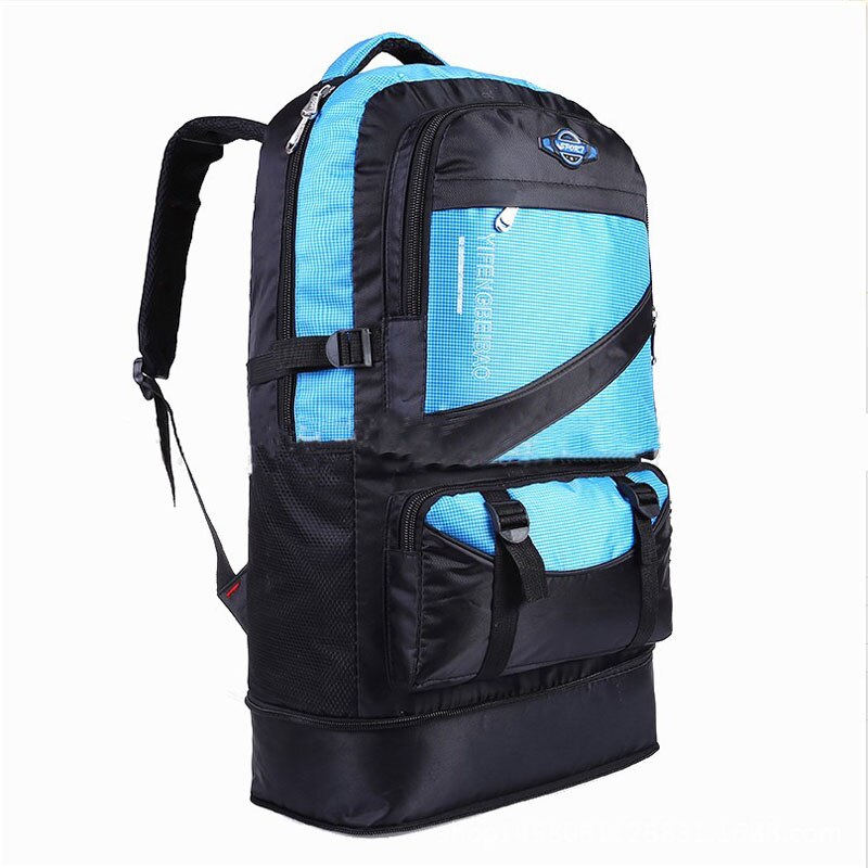 60L Waterdichte mannen Reizen Sport Tas pack Unisex Outdoor Wandelen Klimmen Camping Bergbeklimmen voor Mannelijke Rugzak: Blauw