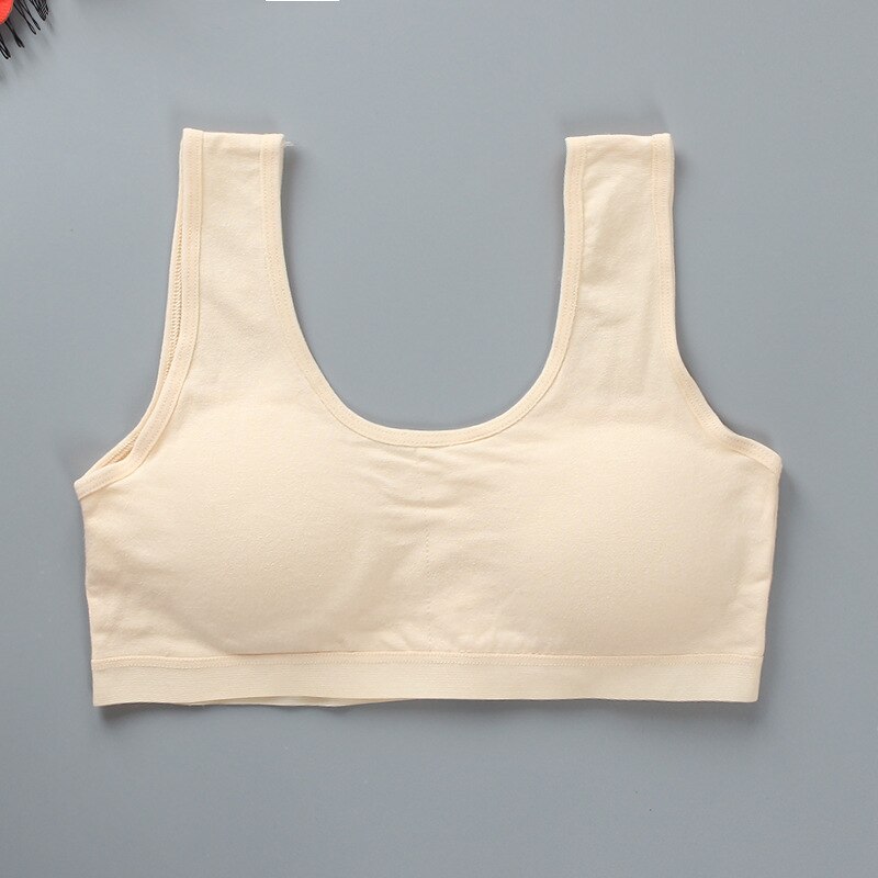 Girls Bra Developmental Vest-style Students Pure Cotton U-shaped Teenage Training Bra Children's Short Bra Sports Breathable: D