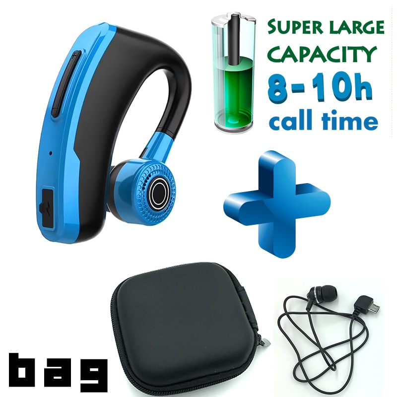 Fone de ouvido bluetooth v10 business, fone de ouvido de carregamento rápido driver mãos-livres com microfone, comando de ruído e cancelamento de ruído para todos os celulares: Voice command-BL-bag