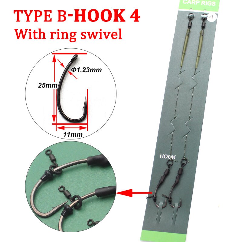 Carp Fishing Accessories Ready Tied Ronnie Carp Rigs Quick Change Hooklink Carp Fishing Hook Line For Carp Fishing End Tackle: Type B-4
