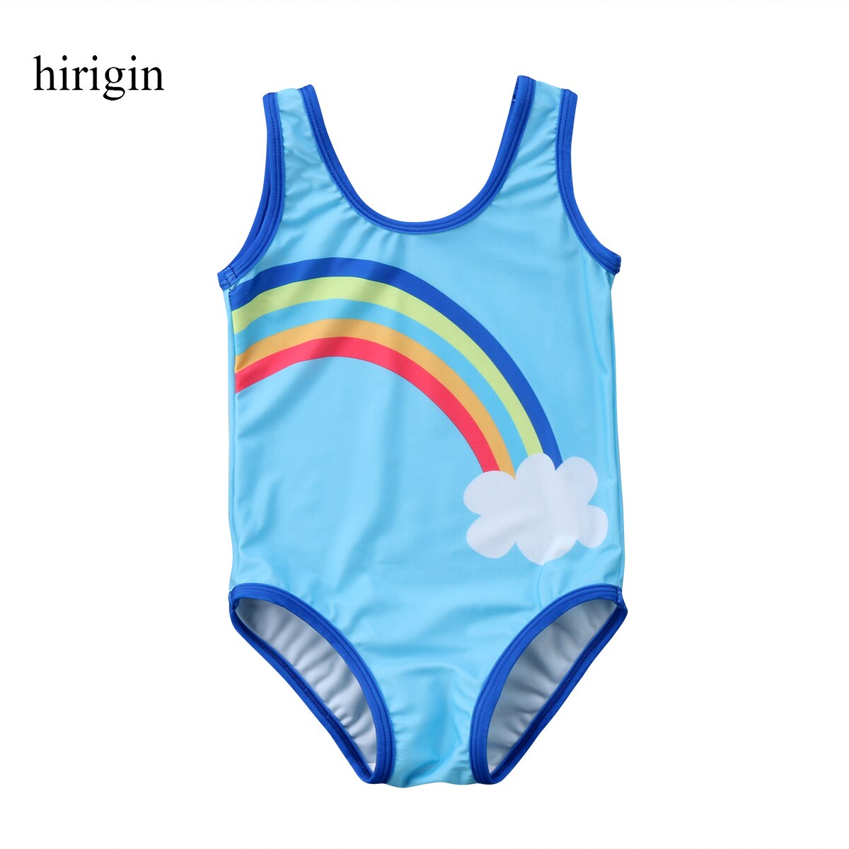Blå himmel regnbue baby pige badetøj 1-6t alder baby ét stykke badedragt børn pige bikini monokini strand svømning badedragt: 4 to 5 år gammel
