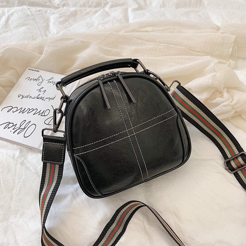 Neue frauen tasche schulter tasche handtasche kleine runde tasche: Black