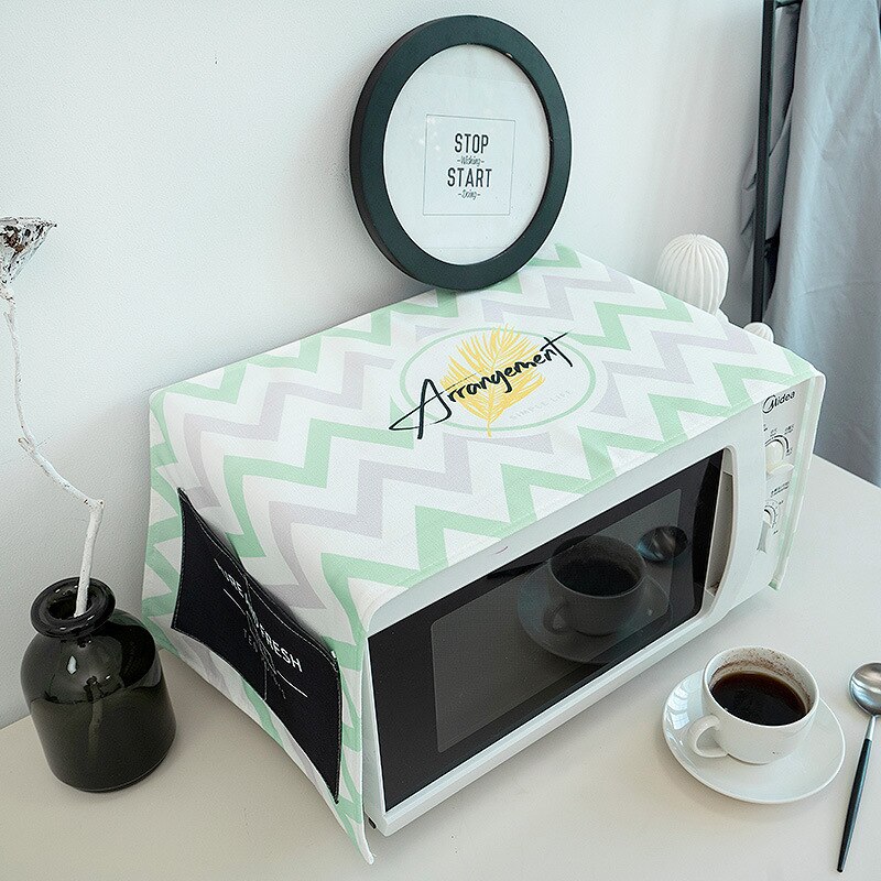 Small Fresh Microwave Oven Cover Waterproof Fabric Dust Cover Rectangular Oven Cover Cloth with Cover Towel