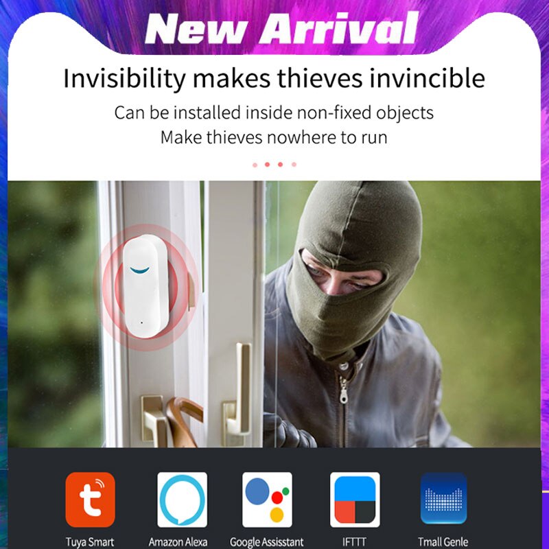 Home Smart Door Alarm/Tuya WiFi Window Door Sensor Door Open Closed Detectors WiFi App Notification Alert Security Alarm System