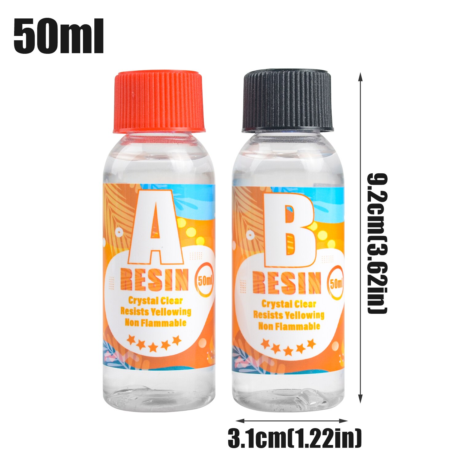 Pegamento de cristal de resina epoxi 1:1 AB, alta adhesivo de fundición transparente y recubrimiento de resina para fabricación de joyas, llavero, manualidades DIY, arte de resina: A50ml-B50ml
