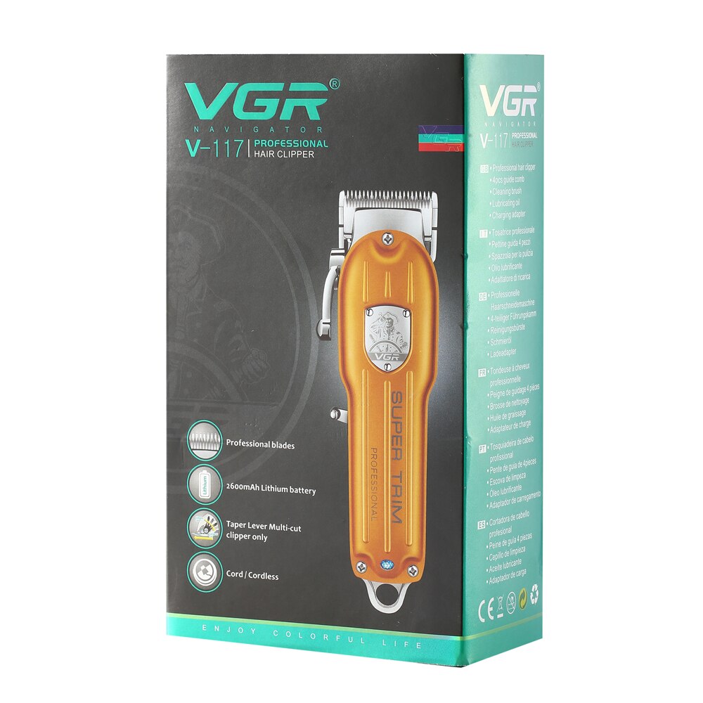 Vgr Haar Trimmer V-117 Oplaadbare Tondeuse Oilhead Tondeuse Carving Push Wit 10W Krachtige Kapsel Machine