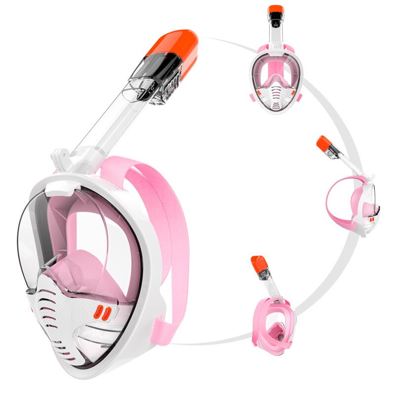 Mascarilla de buceo de cara completa para hombre y mujer, máscara de esnórquel con separación de respiración subacuática, antiniebla, para nadar y bucear, nueva: color 04 / S / M