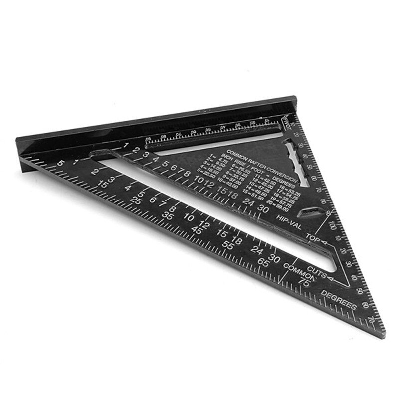 AR01 Triangular Measuring Ruler 260x185x185mm Metric Aluminum Alloy Triangle Ruler Black Triangle Protractor for Wood Workings